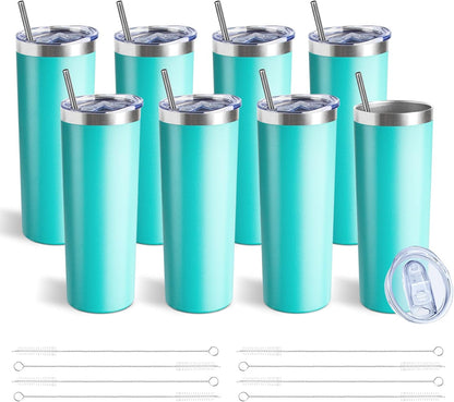 20 oz Skinny Tumblers with Lid and Straw,Stainless Steel Vacuum Insulated Tumbler Cup Double Wall Travel Coffee Mug, Thermal Water Tumbler for Hot and Cold Drinks(Rose Gold,1)