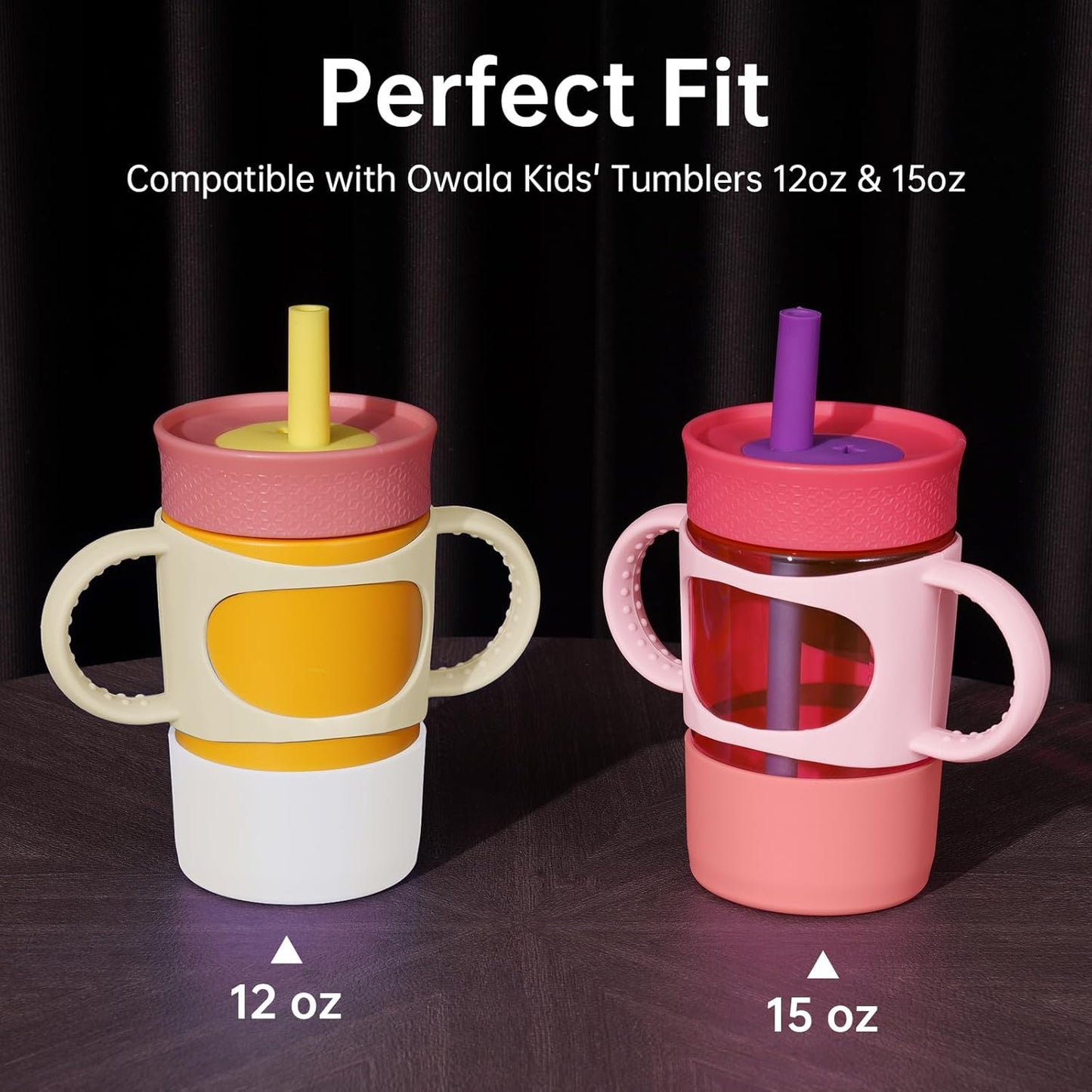 NiHome Silicone Double Handle & Boot Fit for Owala Kids’ Tumbler Zak Kelso Tumbler 12oz 15oz, Easy to Install for Toddlers to Grip & Train, Shock-Absorbing Bottom Sleeve Drop Protection (Blue)