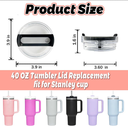 40 OZ Tumbler Lid Replacement Compatible for Stanley Quencher H2.0, 1 Pack BPA Free Clear Lid Replacement for Stanley Cup Accessories(Clear-White)