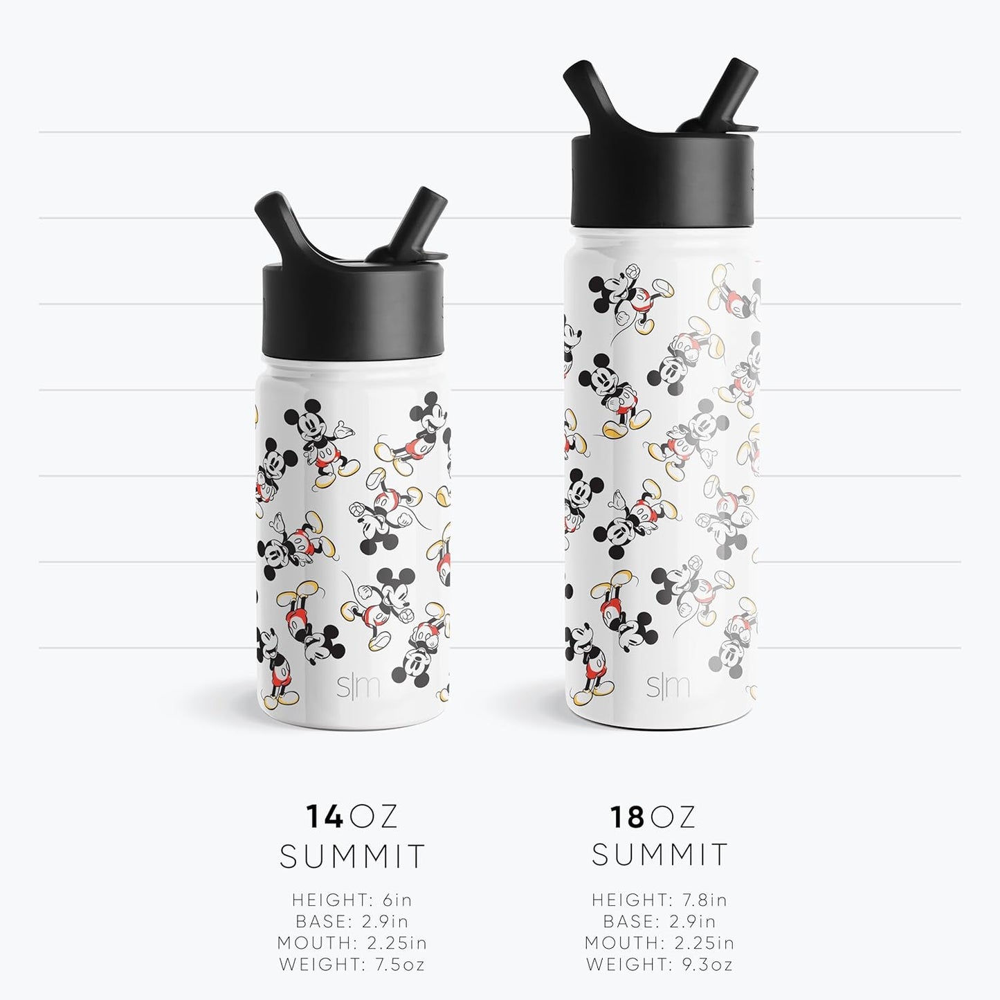 Simple Modern Disney Minnie Mouse Kids Water Bottle with Straw Lid | 14oz Insulated Stainless Steel Kids Tumbler & Spill Proof Toddler Cup for School, Girls, Boys | Summit | Minnie Mouse Fun - Colors B