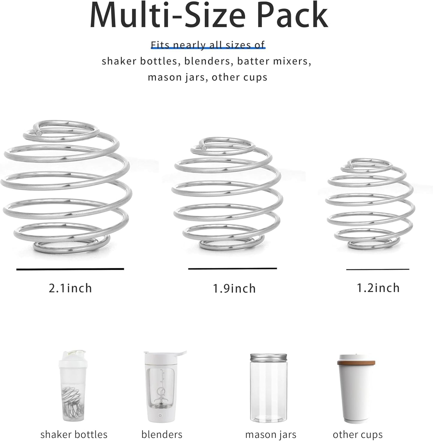 4 Pcs 2.1-Inch Large Size Shaker Balls for Protein Shakes,Milkshake and Salad Dressing,304 Stainless Steel Shaker Ball
