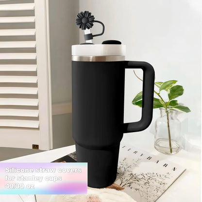 6Pcs Straw Toppers, Cute Flower Straw Covers Cap for Stanley Cup Accessories, 10mm Silicone Drinking Topper for Stanley 30&40 Oz Tumbler Cups