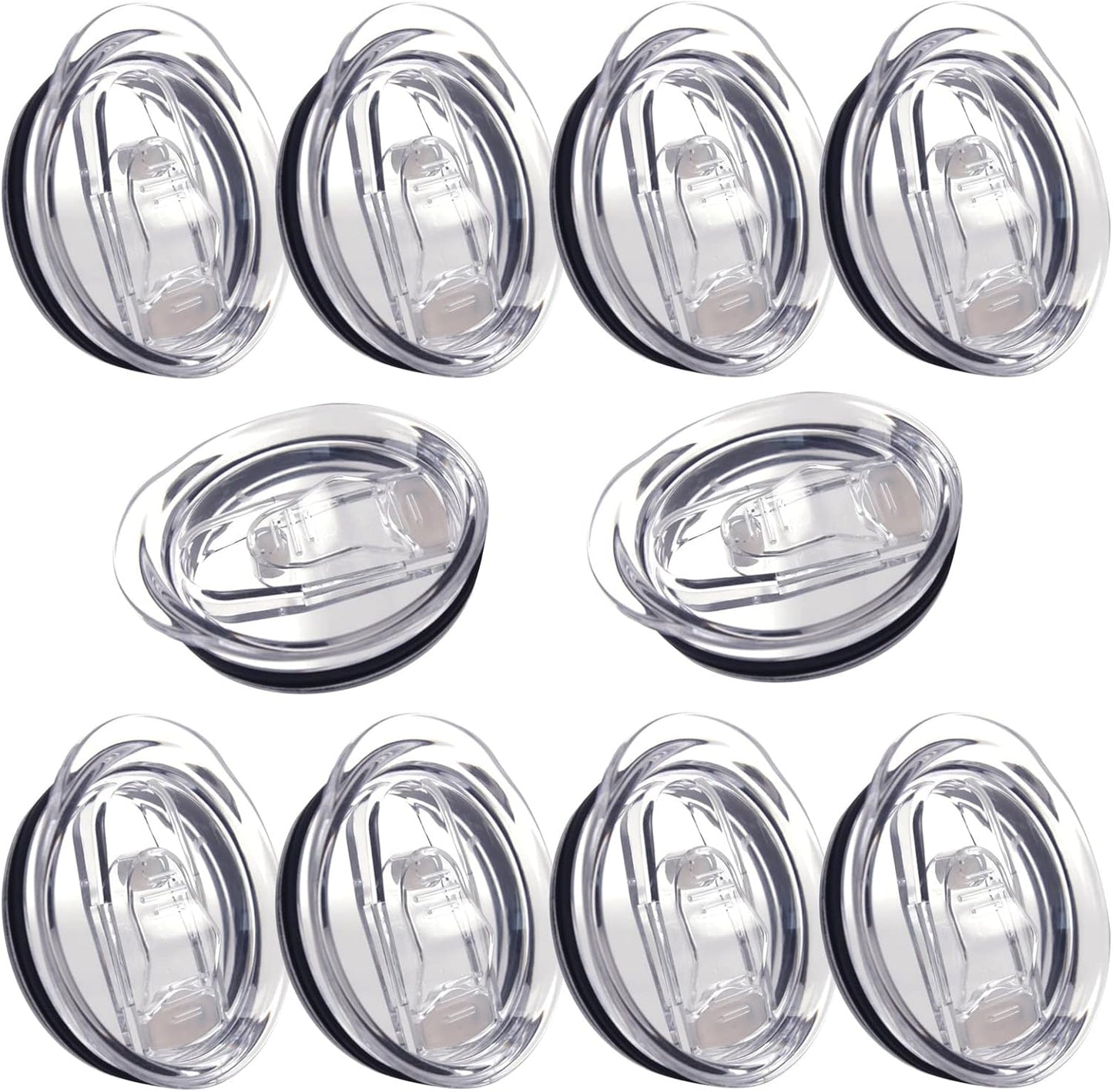 10 Pack 20 oz Skinny Tumbler Replacement Lids Plastic Splash Covers tops for 20 oz coffee cup lids Clear Cup Covers for 2.64 Inch Mouth Tumbler Cooler