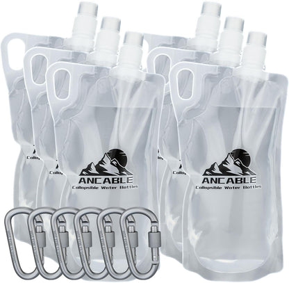 Ancable 33oz (1L) Collapsible Water Bottles, 3-Pack Reusable Travel Foldable Water Bottles for Hiking Camping Running Bike, BPA-Free Water Bottle
