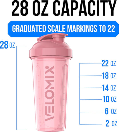 VELOMIX -6 PACK- 28 oz Protein Shaker Bottle for Protein Mixes - 6x Wire Whisk | Leak Proof Shaker Cups for Protein Shakes | Protein Shaker Bottle Pack | Protein Shake Cup (Earth Tones Collection)