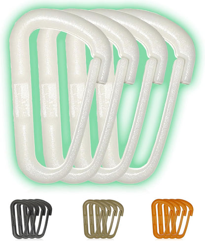 Breakwater Supply™ Hingeless Carabiner Hooks 4 Pack, Small 2-inch Gear Attachment Clips for Backpack, Keys, Keychain, Water Bottle, MOLLE + Ultralight, Tactical, D-Ring, Non-Corrosive, D-Shape