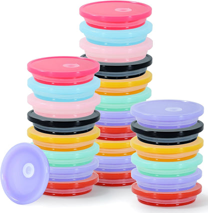 10 Pcs 20 oz Tumbler Lid Plastic Skinny Tumbler Lid Replacement Splash Resistant 20 oz Silicone Sliding Skinny Tumbler Lids, BPA Free, Straw Friendly, Multi-Colored
