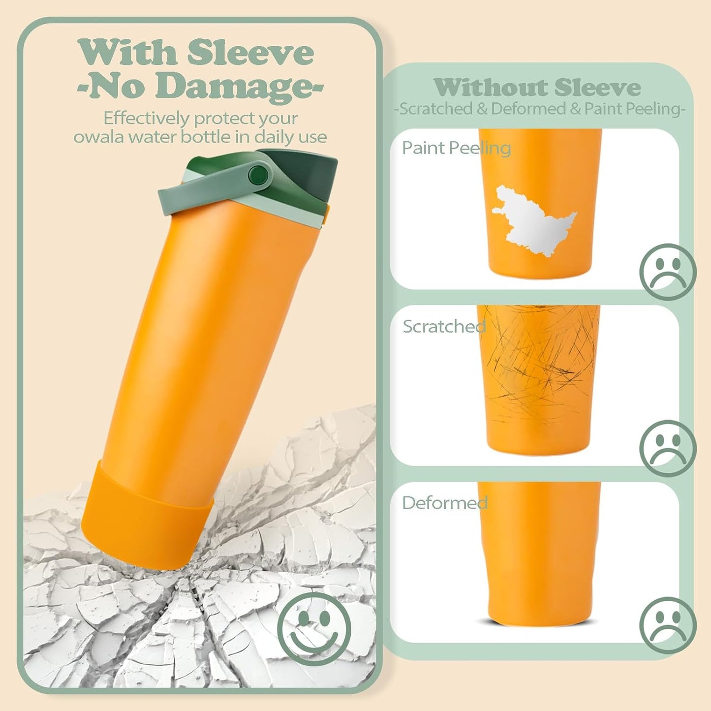 2PCS Silicone Boots for Owala 30oz & 40oz FreeSip Sway Bottles & Tumblers – Non-Slip, Scratch-Resistant, Stability Enhancer for Owala Accessories (Eucalyptus Green) - Colors B