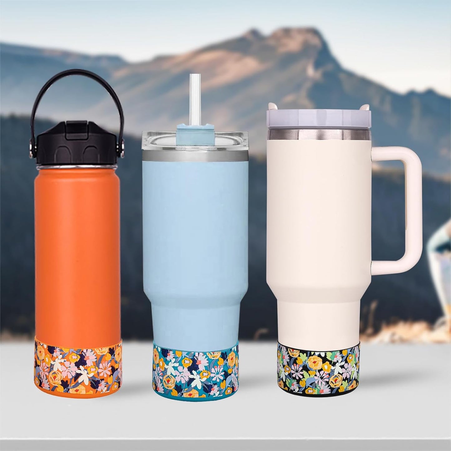 HEYSKAY 2pcs Protective Flask Silicone Boot Base for Stanley Quencher Adventure 40oz & Stanley IceFlow 20oz 30oz Tumbler, and Compatible with 12-24oz Hydro Sport Water Bottles,Yeti and More