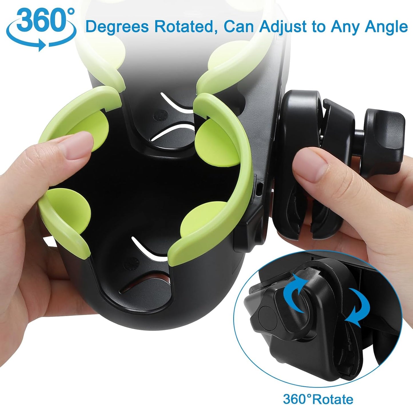 Accmor Stroller Cup Holder with Phone Holder, Bike Cup Holder, Universal Cup Holder for Uppababy Nuna Doona Strollers, 2-in-1 Cup Holder for Walker, Wheelchair, Scooter - Colors A