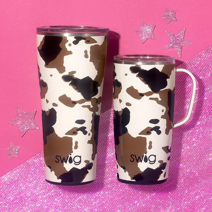 Swig Life 18oz Travel Mug, Insulated Tumbler with Handle and Lid, Cup Holder Friendly, Dishwasher Safe, Stainless Steel, Travel Coffee Cup (Honey Meadow)
