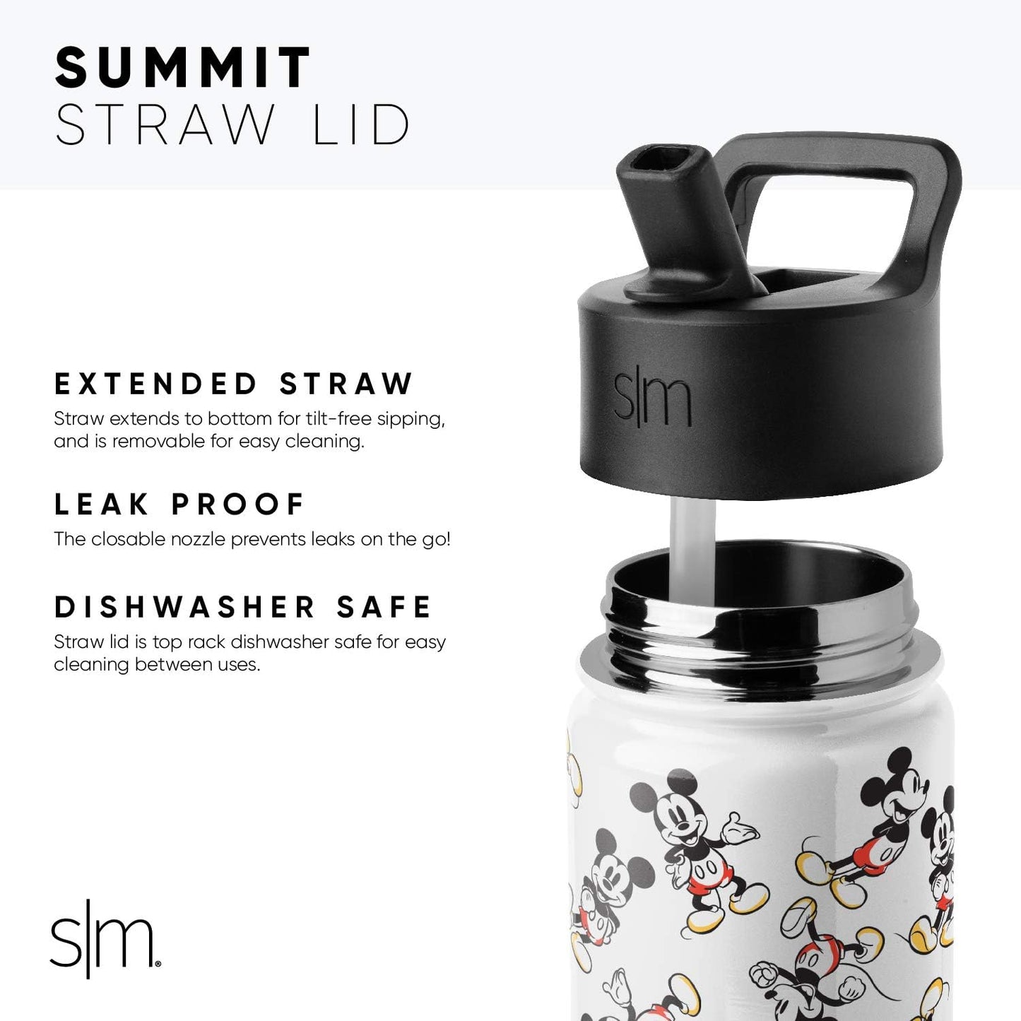 Simple Modern Disney Minnie Mouse Kids Water Bottle with Straw Lid | 14oz Insulated Stainless Steel Kids Tumbler & Spill Proof Toddler Cup for School, Girls, Boys | Summit | Minnie Mouse Fun - Colors B