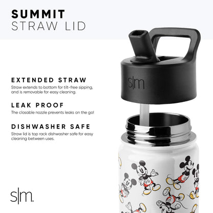 Simple Modern Disney Minnie Mouse Kids Water Bottle with Straw Lid | 14oz Insulated Stainless Steel Kids Tumbler & Spill Proof Toddler Cup for School, Girls, Boys | Summit | Minnie Mouse Fun - Colors B