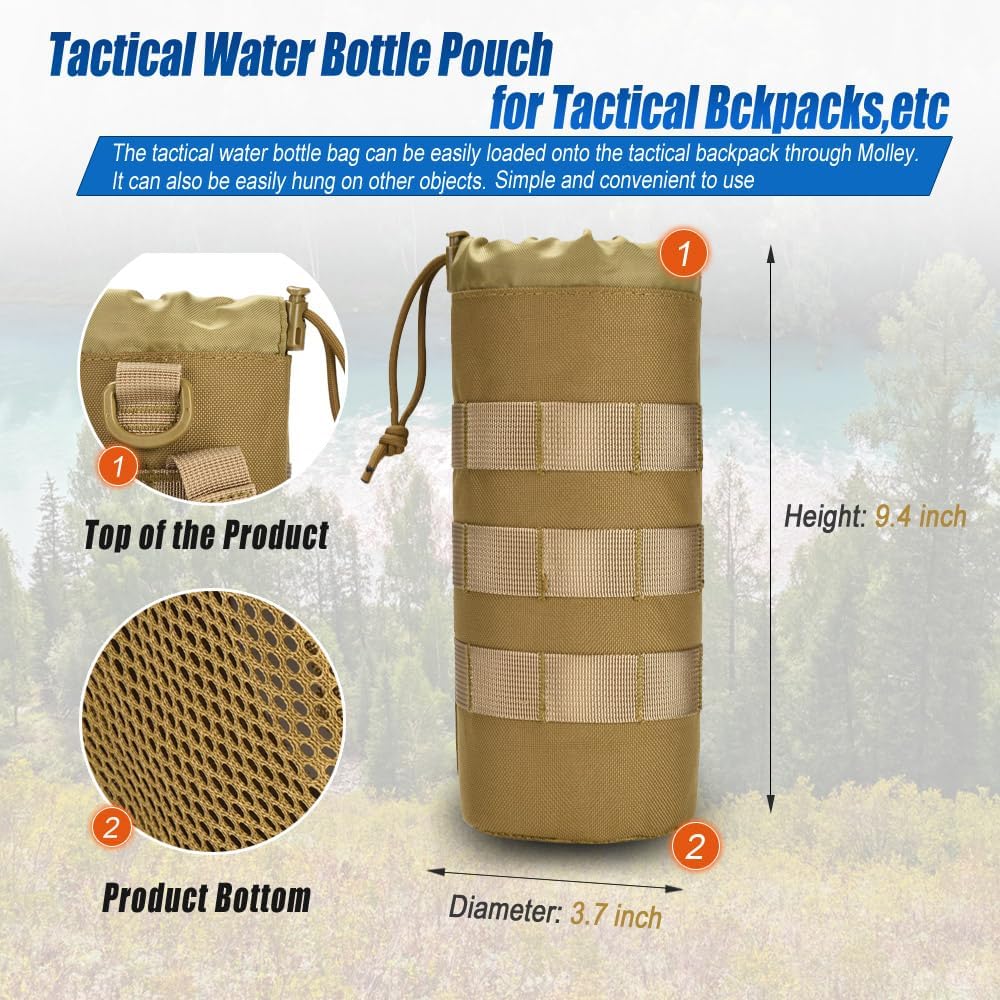 Upgraded Tactical Drawstring Molle Water Bottle Holder Tactical Pouches