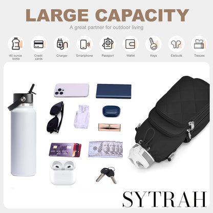 SYTRAH Water Bottle Bag Crossbody，Insulated Water Bottle Purse Crossbody Water Bottle Holder with Strap 40 oz
