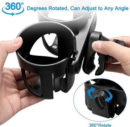 Accmor Stroller Cup Holder, Universal Cup Holder for Walker Wheelchair Bike, 360° Rotatable Stroller Cup Holder Attachment Accessories for Walker, Wheelchair, Scooter