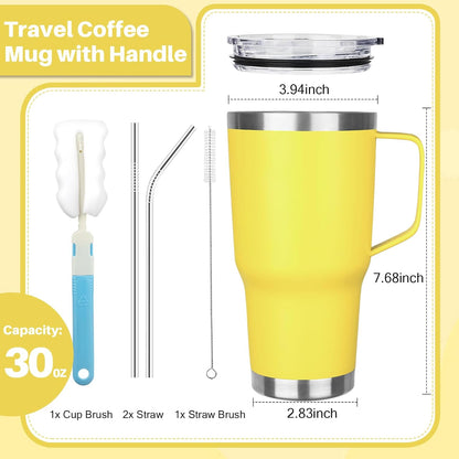 40 oz Tumbler with Handle, Insulated Tumbler with Lid and Straw, Reusable Stainless Steel Vacuum Insulated Cup, 100% Leak Proof Thermal Travel Coffee Mug Cup for Cold and Hot (Light Purple)