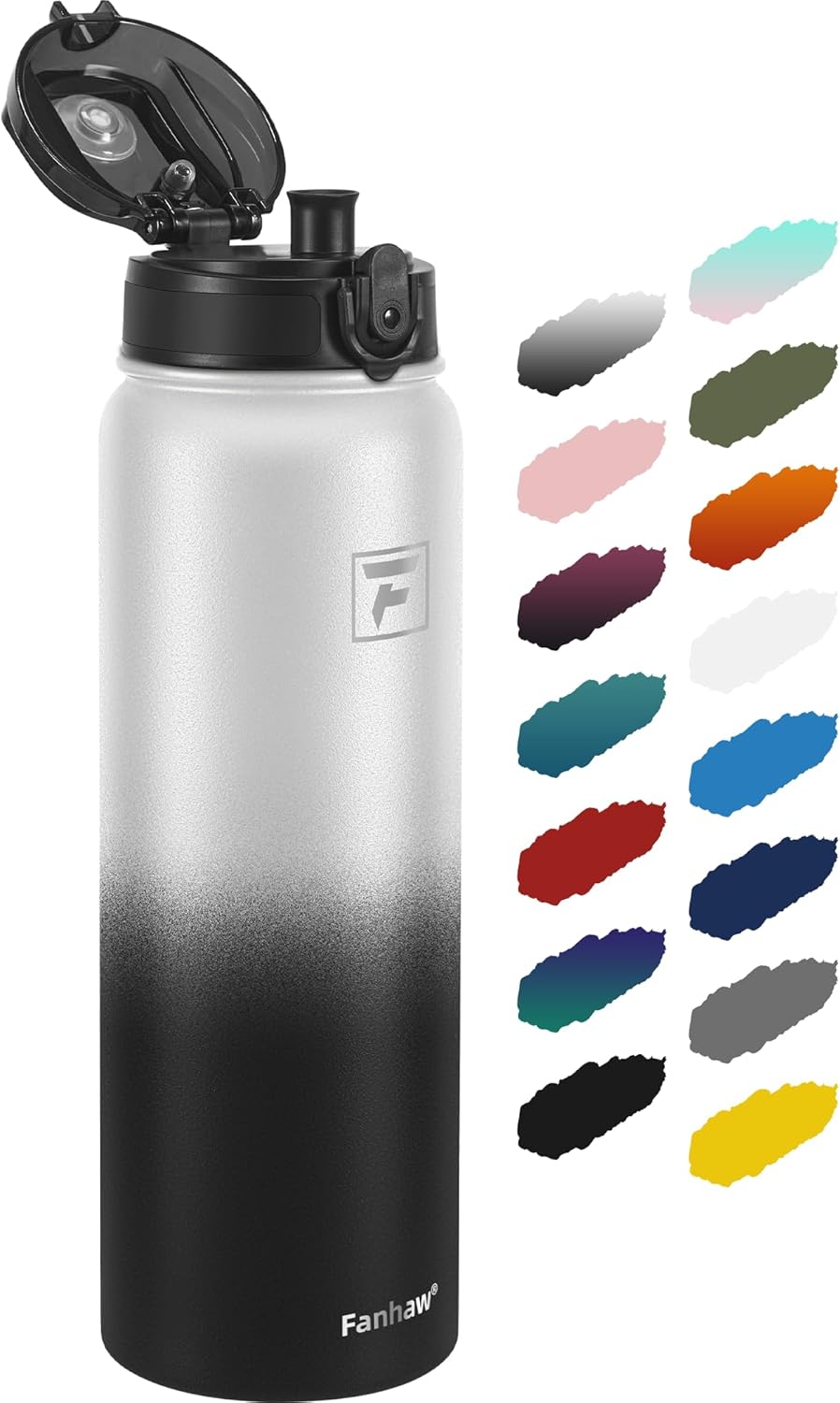Fanhaw 20 oz Insulated Stainless Steel Water Bottle with Anti-Dust Chug Lid, Leakproof Vacuum Metal Everyday Use Bottle for Kids, Teens & Adults, Back to School Essentials (Green Blue)