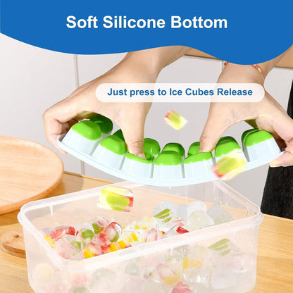 Ice Cube Tray with Lid, 3 Pack Silicone Easy-Release Ice Trays for Freezer, Stackable Ice Cube Molds for Drinks, Cocktails, Whiskey, Coffee - BPA-Free and Odor-Free,Ice Cube Trays for Freezer