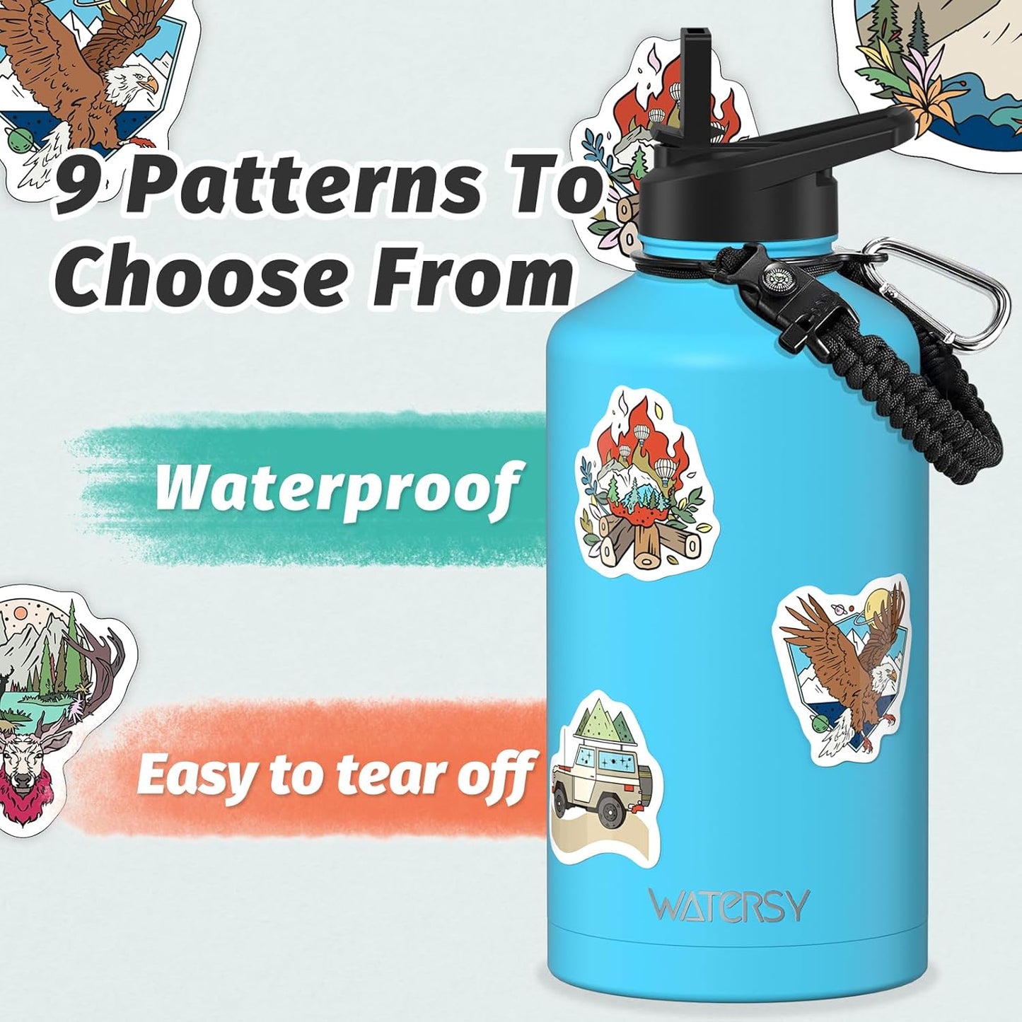 40oz Insulated Water Bottle (Cold for 48 Hrs),BPA Free&Leak Proof,Stainless Steel Water Flask,Water Jug with Straw Spout Lids for Gym,Hiking,Travel,Black Blue