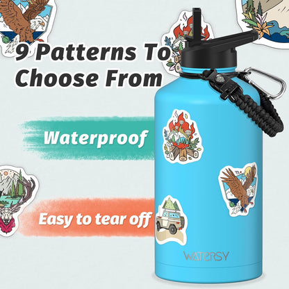 40oz Insulated Water Bottle (Cold for 48 Hrs),BPA Free&Leak Proof,Stainless Steel Water Flask,Water Jug with Straw Spout Lids for Gym,Hiking,Travel,Black Blue