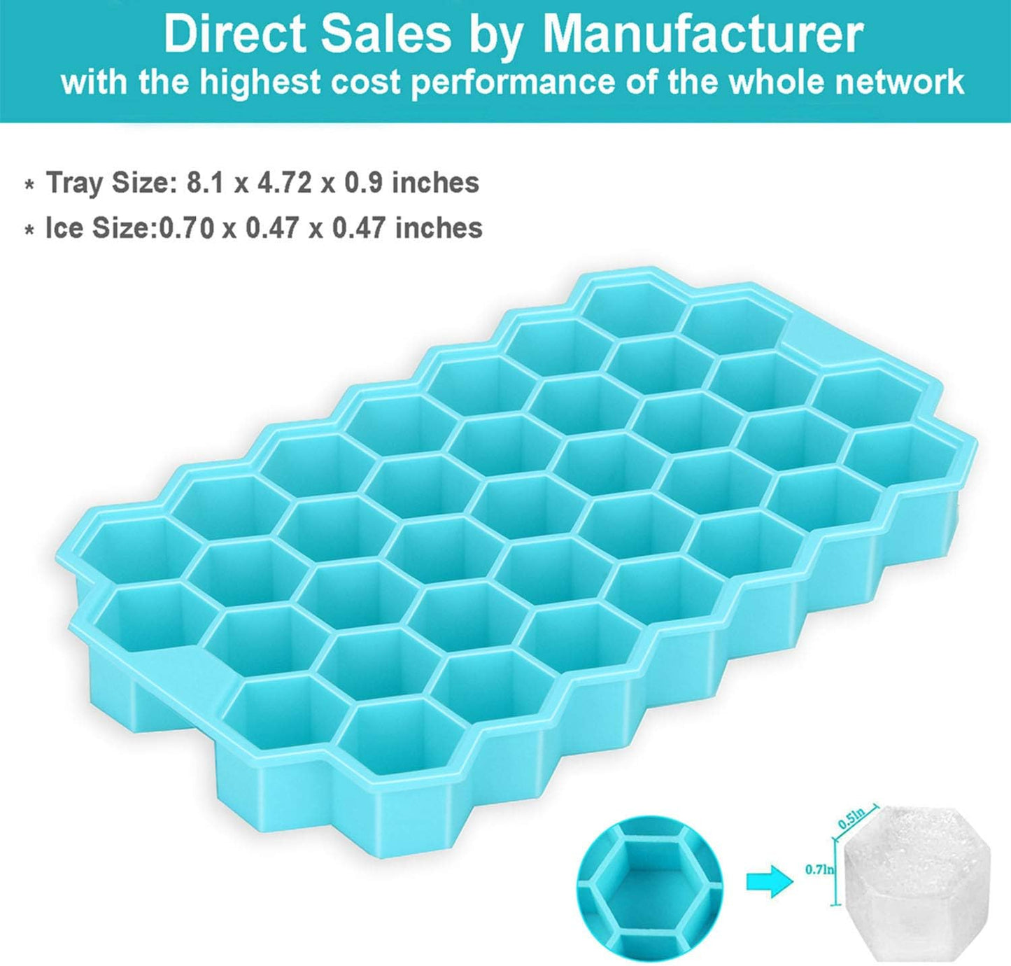 Azyh Ice Cube Trays with Lid, 2 Pack Silicone Ice Cube Trays with Lid-37 Grid, Easy-Release 74 PCS Small Ice Cubes for Iced Coffee Cocktail Whisky Chocolate Soup Food,BPA Free,Durable,Dishwasher Safe