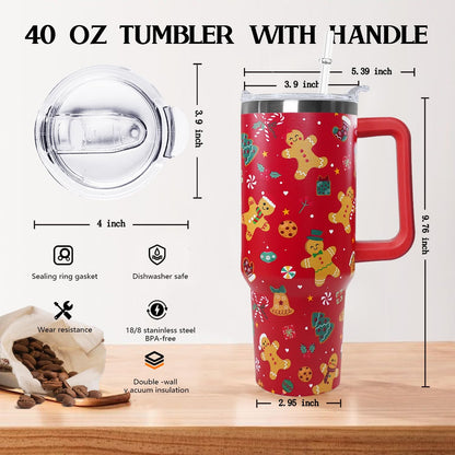 Ceovfoi 40 oz Pickleball Coffee Mug Vacuum Insulated Travel Tumbler with Handle, Lid & Straw - Perfect Pickleball Gifts for Players, Coaches, Lovers | Pickleball Accessories