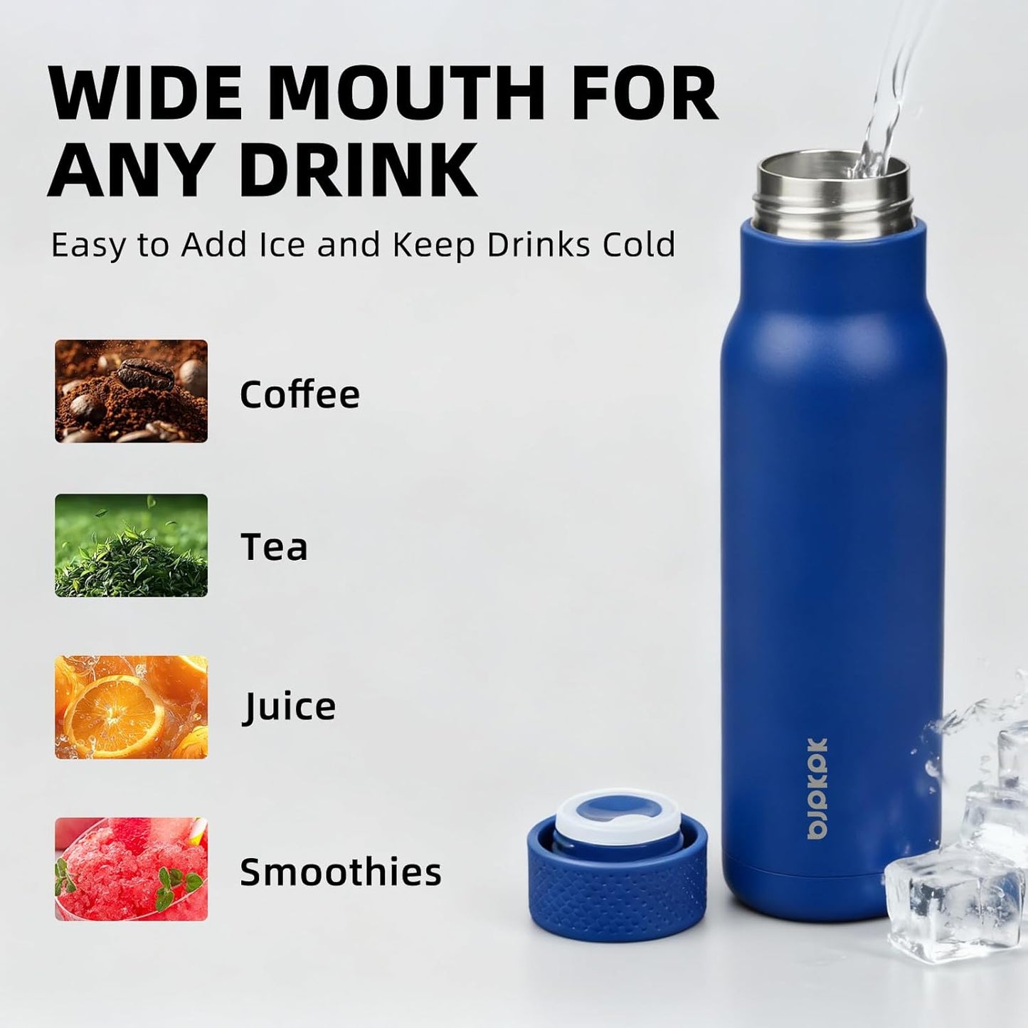 BJPKPK Stainless Steel Water Bottle,21oz insulated Reusable Bottle,Leakproof Metal Thermal Flask Double Wall,Keep Drinks Cold and Hot,Mint Green