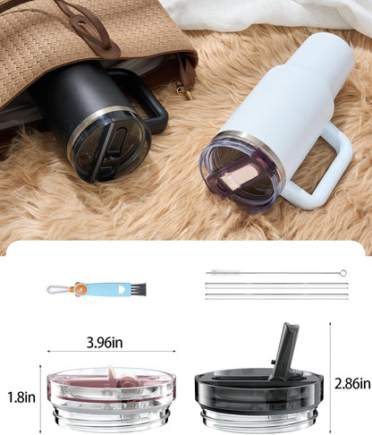 2 Pack Tumbler Flip Straw Lid Replacement Fit for Stanley 40 OZ Quencher, Leak Proof Lid with Straw for Stanley, No Spill Reusable Tumbler Lid Compatible with Stanley Cup Accessories