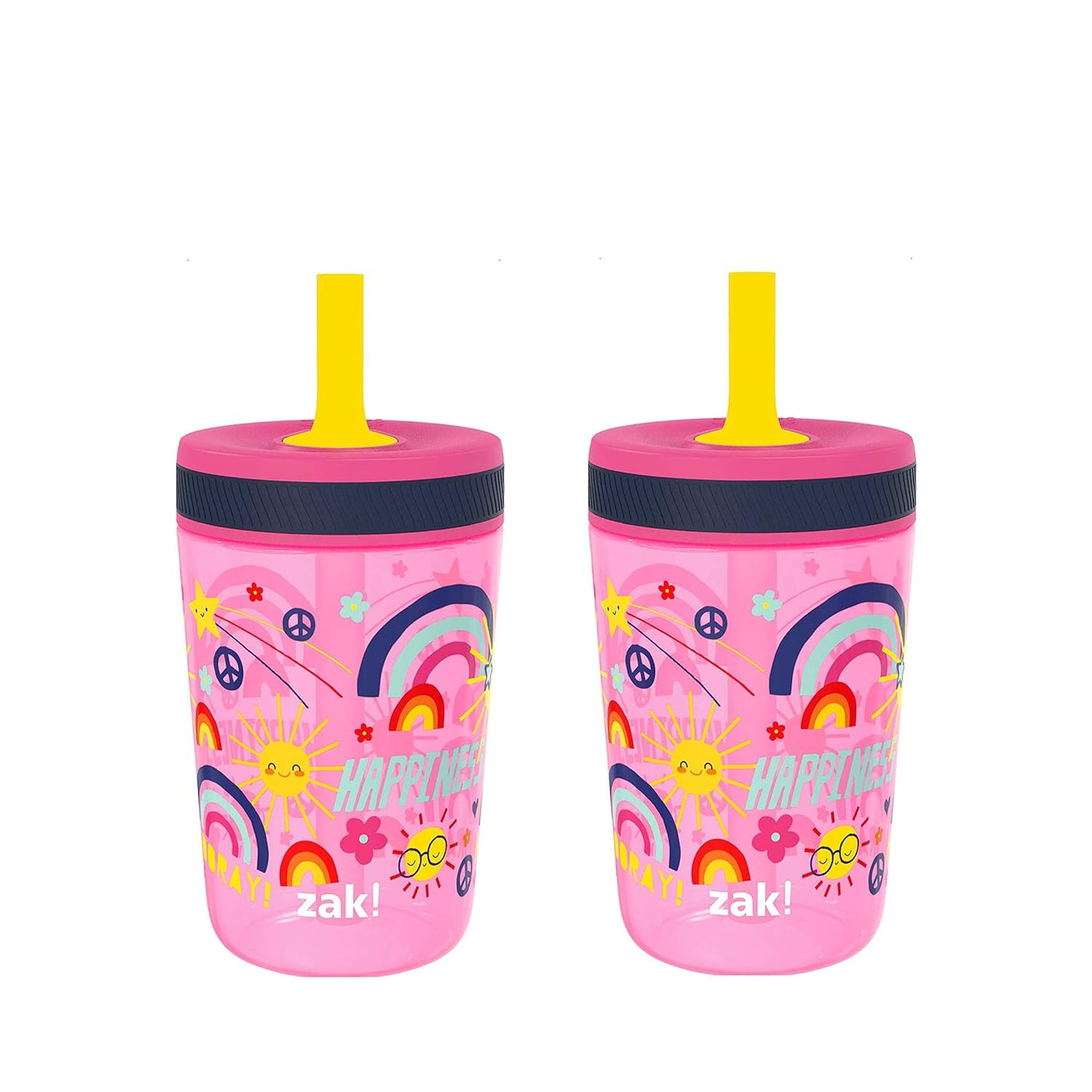 Zak Designs 15oz Bluey Kelso Tumbler Set, Leak-Proof Screw-On Lid with Straw Made of Durable Plastic and Silicone, Perfect Bundle for Kids, 2 Count (Pack of 1) - Colors B