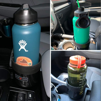 Seven Sparta Car Cup Holder Expander with Offset Adjustable Base, Compatible with Hydro Flasks 32/40 Ounce, Compatible with Yeti Ramblers 20/26/30 Ounce, Other Bottles in 3.4"-3.8" (Black)