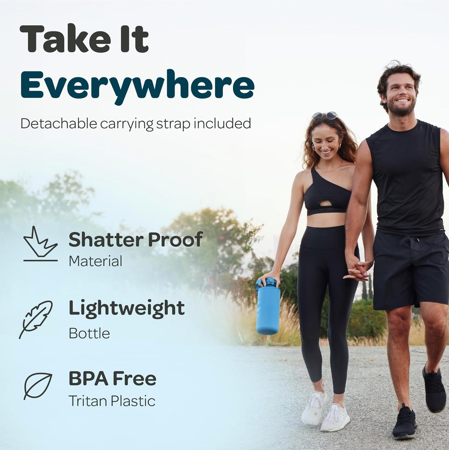 Hydracy Water Bottle with Time Marker -Large BPA Free Water Bottle & No Sweat Sleeve -Leak Proof Gym Bottle with Times to Drink - Ideal for Fitness Sports & Outdoors
