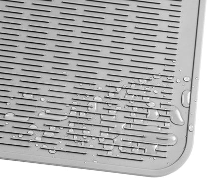 MicoYang Silicone Dish Drying Mat for Multiple Usage,Easy clean,Eco-friendly,Heat-resistant Silicone Mat for Kitchen Counter,Sink,Bar,Bottle,or Cup Green M 17 inches x 6 inches