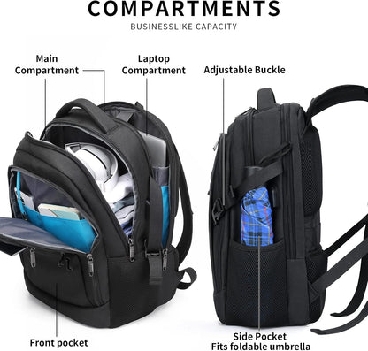 DUSLANG 17 Inch Laptop Backpack for Travel Water Resistant College Backpack for Men/Women Laptop Bag with USB Charging Port,Black - Colors B