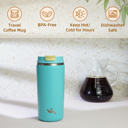 Konokyo Tumbler with Lid, 16 oz Travel Coffee Mug Double Wall Vacuum Stainless Steel Thermal Metal Cup Insulated Water Bottle,Navy Blue