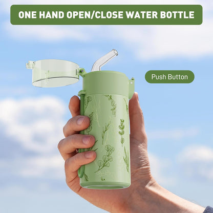 5oz Small Water Bottles with Straw, Mini Water Bottle with One-Hand Open Design, Leak-Proof Locking Lid for Hot&Cold Drinks, Small Travel Water Bottle - 100% Leakproof for School, Travel...(Mint)