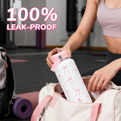 32oz Pickleball Insulated Water Bottle with Lid,Stainless Steel Water Bottl with Flip Straw and Handle,Gifts for Pickleball Players, Pickleball Lovers,Women Girls,Leak Proof Water Bottle
