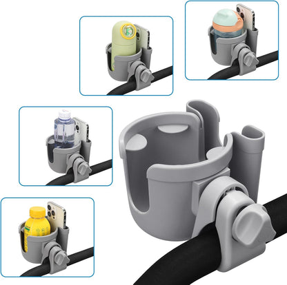 Accmor Stroller Cup Holder with Phone Holder, Bike Cup Holder, Universal Cup Holder for Uppababy Nuna Doona Strollers, 2-in-1 Cup Holder for Walker, Wheelchair, Scooter - Colors A
