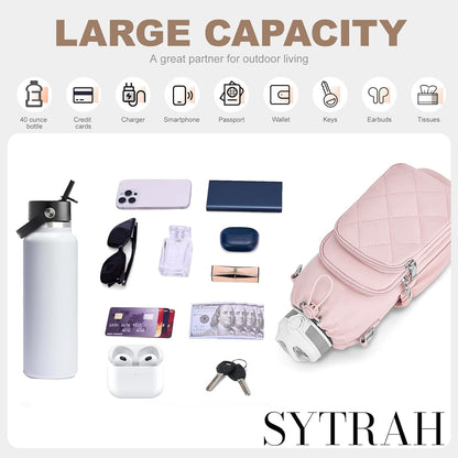 SYTRAH Water Bottle Bag Crossbody，Insulated Water Bottle Purse Crossbody Water Bottle Holder with Strap 40 oz