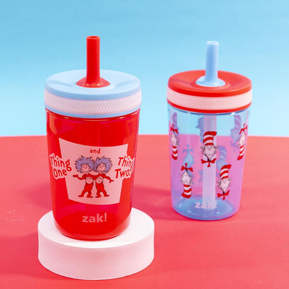 Zak Designs 15oz Bluey Kelso Tumbler Set, Leak-Proof Screw-On Lid with Straw Made of Durable Plastic and Silicone, Perfect Bundle for Kids, 2 Count (Pack of 1) - Colors B