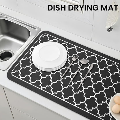 WISELIFE Dish Drying Mat Super Absorbent Drying Mat Large Dish Drying Mats for Kitchen Counter Easy Clean Dish Mat Kitchen Drying Mat15"x 18" Stylish Grey