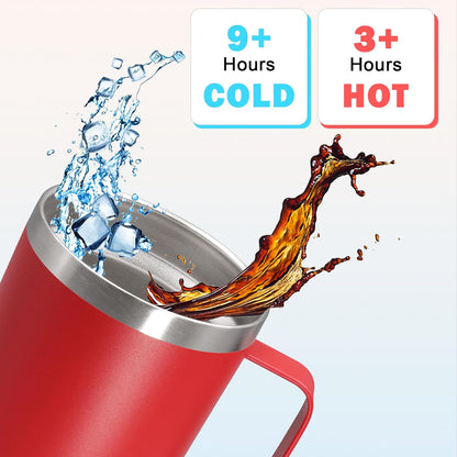 20 oz Tumbler with Handle and Lid, Stainless Steel Tumbler Insulated Travel Coffee Mug, Spill Proof Double Wall Vacuum Tumbler Cup Keep Drink Hot & Cold,White, 1 Pack