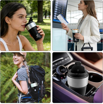17oz Double Wall Stainless Steel Vacuum Insulated Travel Mug, Spill-Proof & Leak-Proof Coffee Mug, BPA-Free Reusable Coffee Cup for Hot & Cold Drinks, Black (Black)