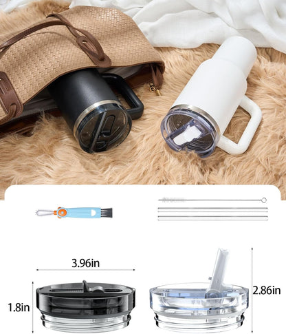 2 Pack Tumbler Flip Straw Lid Replacement Fit for Stanley 40 OZ Quencher, Leak Proof Lid with Straw for Stanley, No Spill Reusable Tumbler Lid Compatible with Stanley Cup Accessories