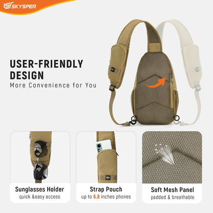 SKYSPER Sling Bag RFID Cross Body Bag Recycled Crossbody Backpack Travel Daypack