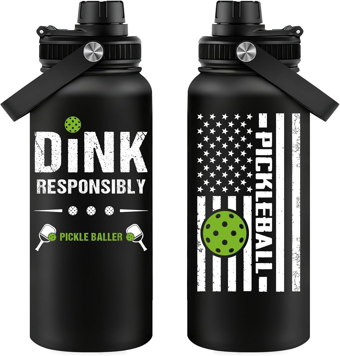 Fufandi Pickleball Gifts - Pickle Ball Dink Responsibly - Christmas, Birthday Gifts for Men, Women, Pickleball Lovers, Player Coach - Pickle Ball Water Bottle 32oz