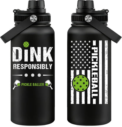 Fufandi Pickleball Gifts - Pickle Ball Dink Responsibly - Christmas, Birthday Gifts for Men, Women, Pickleball Lovers, Player Coach - Pickle Ball Water Bottle 32oz