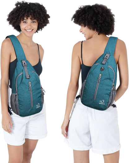 WATERFLY Crossbody Sling Backpack Sling Bag Travel Hiking Chest Bag Daypack (Black)