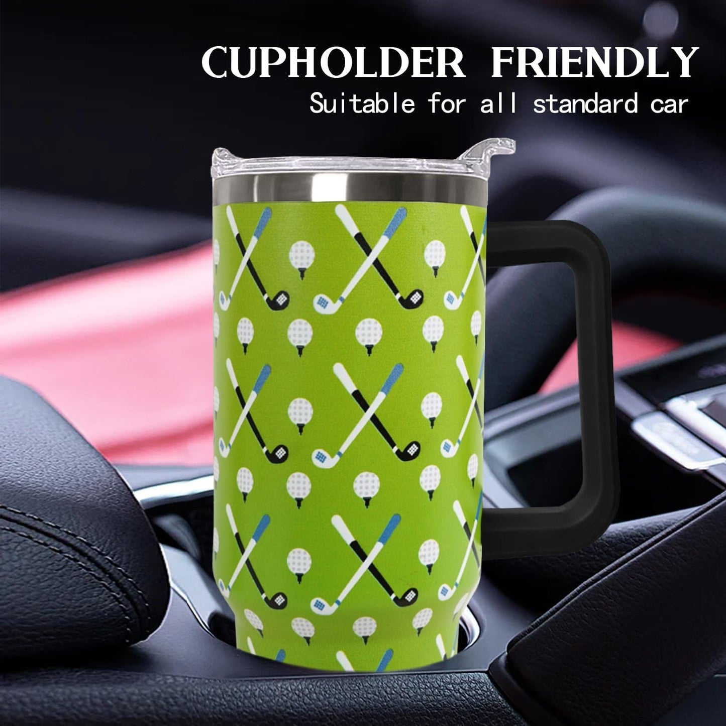 Ceovfoi 40 oz Pickleball Coffee Mug Vacuum Insulated Travel Tumbler with Handle, Lid & Straw - Perfect Pickleball Gifts for Players, Coaches, Lovers | Pickleball Accessories