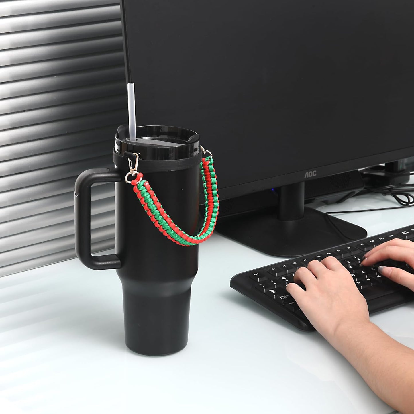 Wongeto Paracord Handle Strap for Stanley Cup - Heavy Duty Compatible with Stanley 40oz 30oz Tumbler, Stanley Cup Accessories